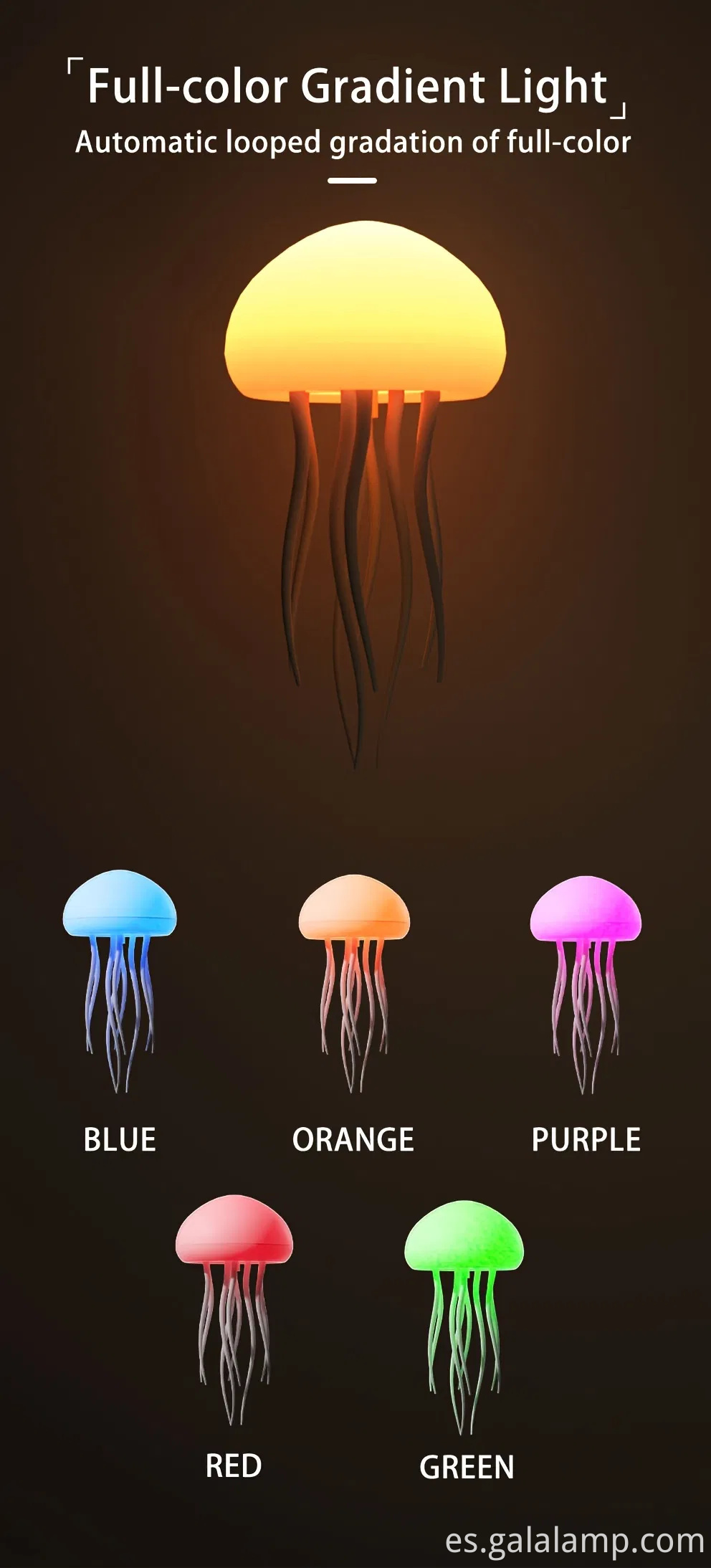 Lámpara moderna de mesa de medusas con luz LED de cambio de color ajustable